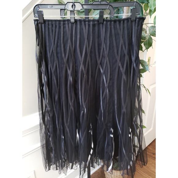 ModeLia Straight Skirt Womens Size 3XL Black Chiffon Lined Layered Side Zip - Picture 10 of 13